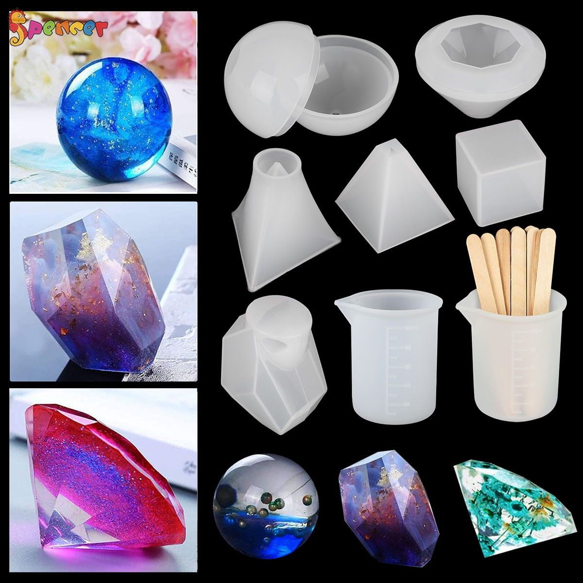 Resin Silicone Pendant Jewelry Mold Pyramid Ornament Handmade Make Tool MouBSE