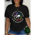 thumbnail image 1 of World Cancer Day Awareness All Cancer Ribbon Clolors T-Shirt, 1 of 4