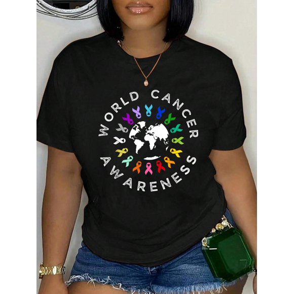 World Cancer Day Awareness All Cancer Ribbon Clolors T-Shirt