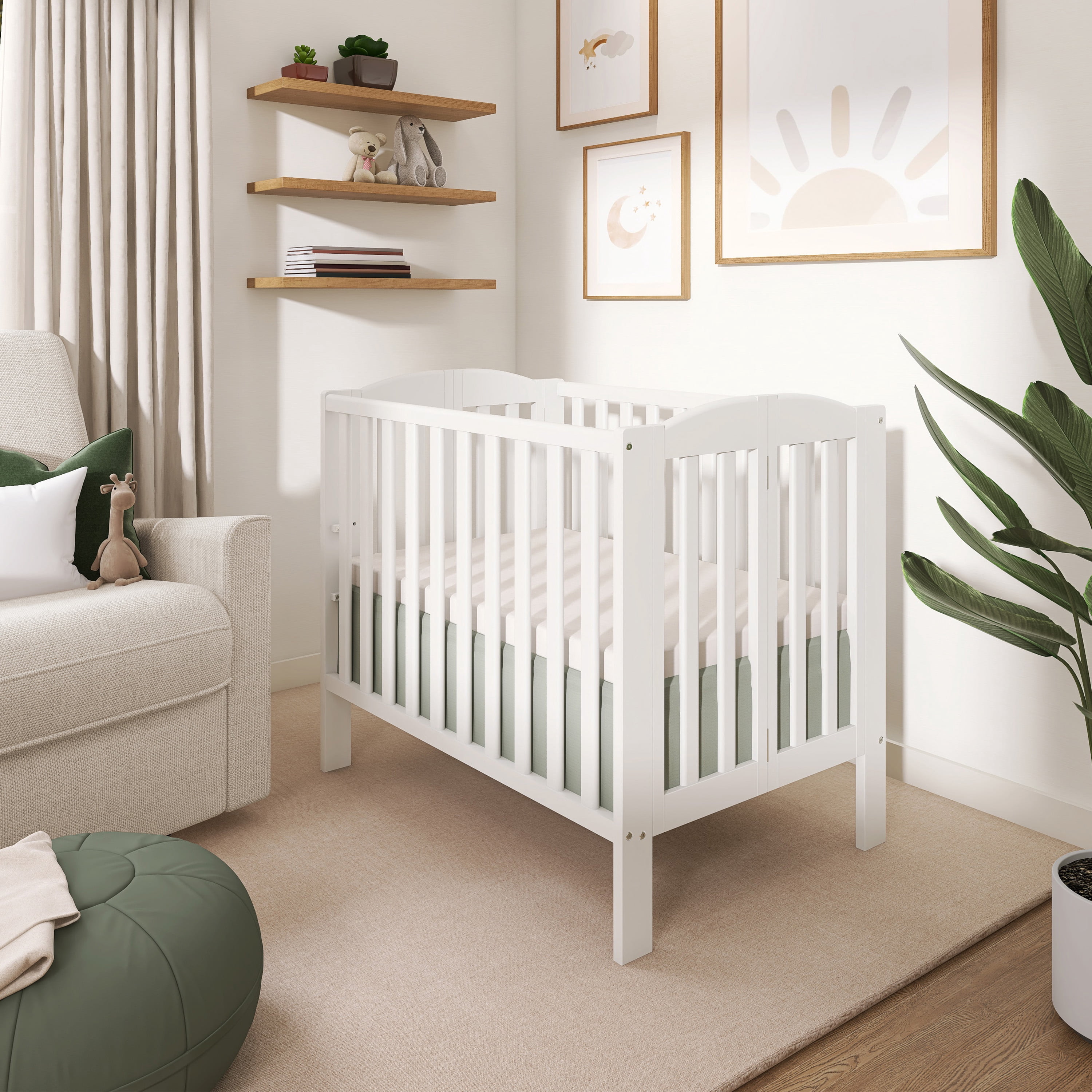 Dream On Me, 3 in 1 Birch Folding Portable Crib - White