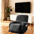thumbnail image 2 of JIqH Four-piece set of casual chair covers - Stretchy cover with pockets, elastic base, soft and washable furniture protection cover, pet and child friendly, dark gray, 2 of 6