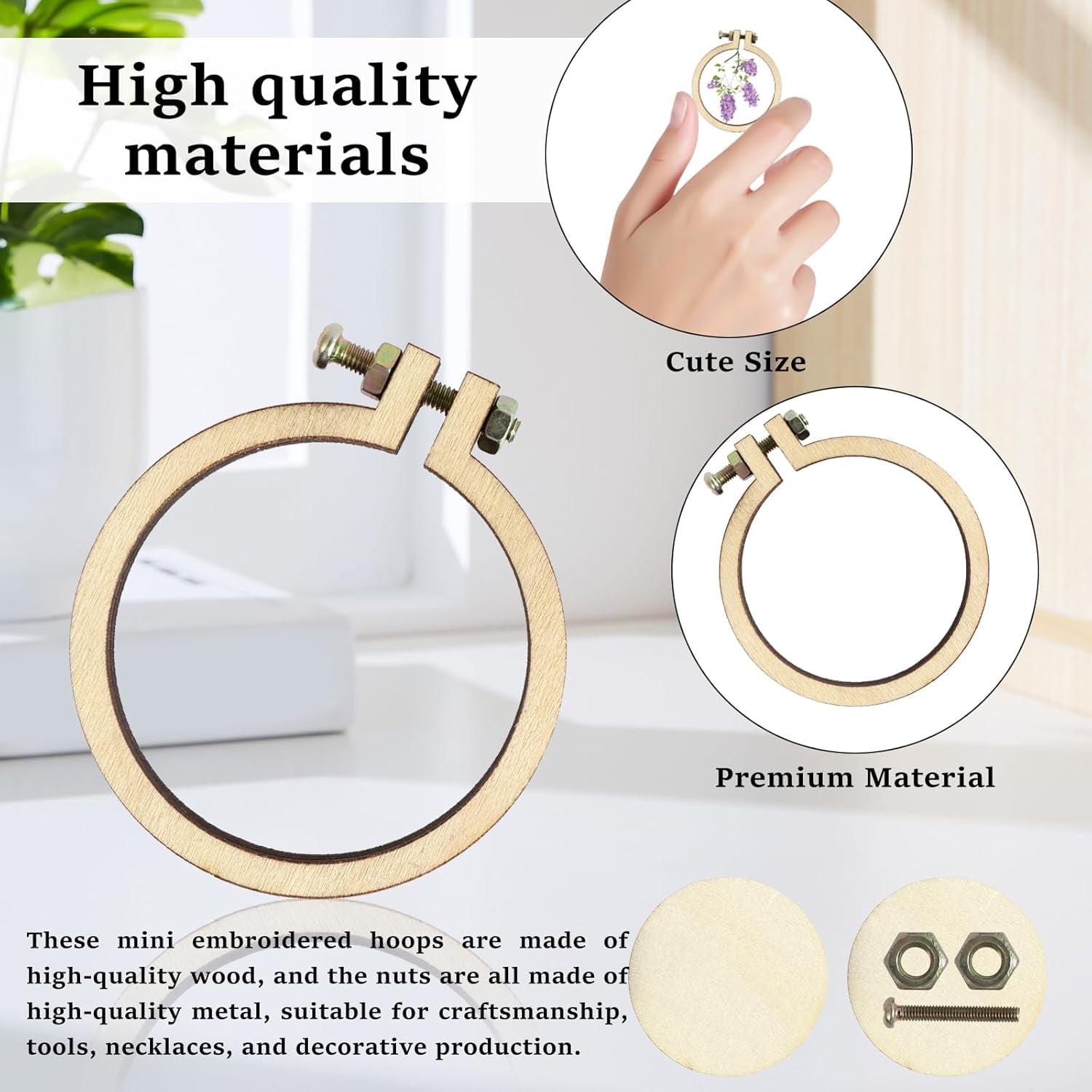 Topboutique 20 Pack Mini Embroidery Hoop 4 Sizes Tiny Cross Stitch Hoops Small Wooden Round Display Frame Ring Wood Ring Circle for Art Craft Sewing Keychain Earrings Jewelry Hanging Ornament
