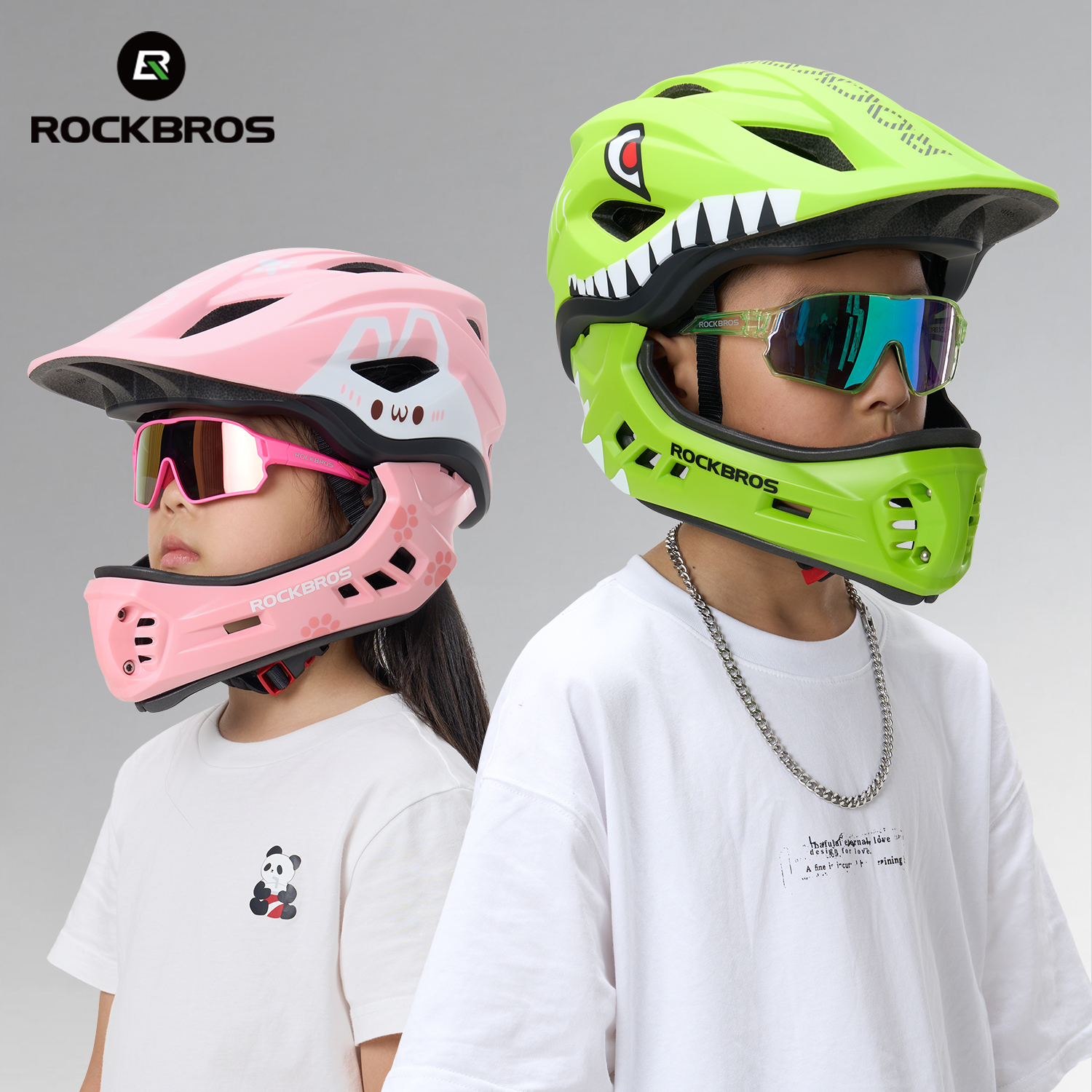 ROCKBROS Bike Helmet Boys Girls Kids Helmet Full Face Helmet for Multi-sports Universial Adjustment(Age 5-12+)