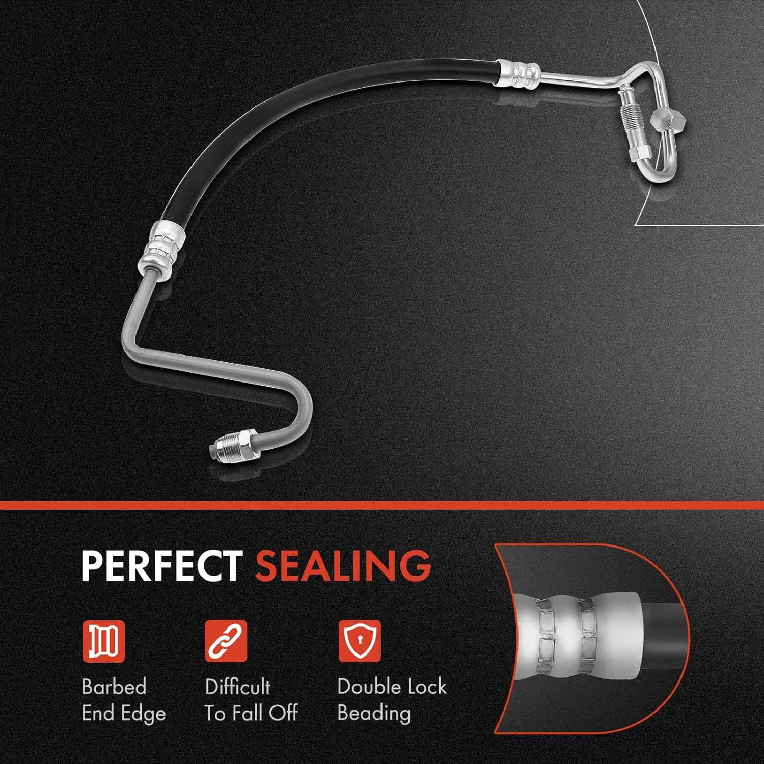 A-Premium Power Steering Pressure Hose Line Assembly Compatible with Jeep Wrangler SE, TJ SE, 1997 1998 1999 2000 2001 2002, 2.5L, with O-ring, Pump to Rack/Gear