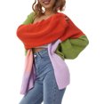 thumbnail image 4 of Mialoley Femmes Pull Ouvert devant, Ample Bloc de Couleur Tricot à Manches Longues Cardigan, 4 of 9