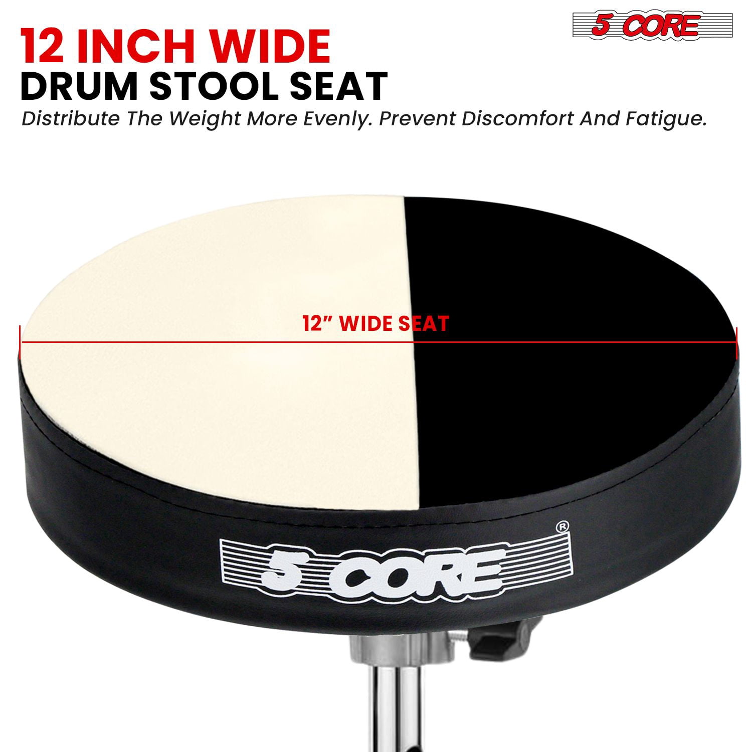 Adjustable Drum Throne Stool with 3" Thick Pad – 16.5"-21.5" Height, 200lb Capacity, Anti-Slip Rubber Feet for Drummers, Guitarists, Adults & Kids
