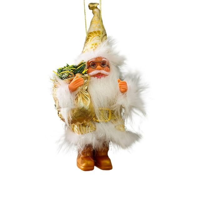 Fiudx Adorno de Papá Noel, Diseño de Bolsa de Regalo Festiva, Ropa de Invierno Roja Brillante, Decoración para La Mesa o Chimenea Del Hogar, Decoración de Interiores Navideña, Tamaño de 7.1 Pulgadas,