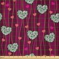 thumbnail image 2 of Ambesonne Romantic Fabric by the Yard Microfiber, Zentangle Hearts, 2 Yards, Magenta Raspberry White, 2 of 2