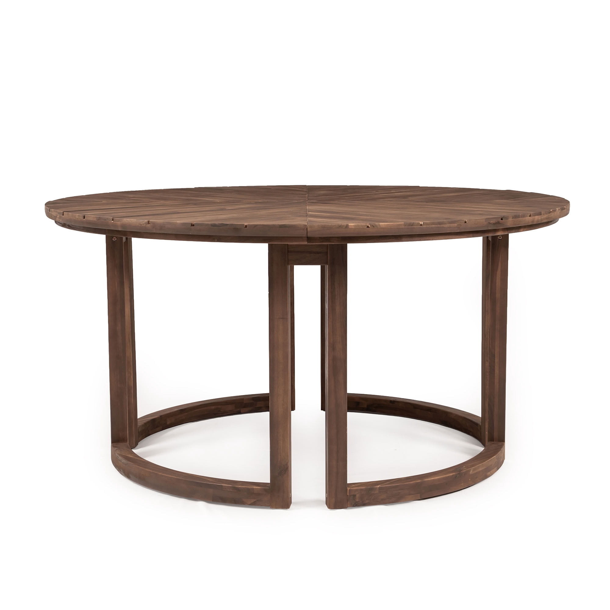 MAYEERTY 59" Round Patio Dining Table, Wood Dining Table with Umbrella Hole for Garden, Patio, and Poolside