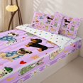 thumbnail image 2 of Manfei Cartoon Dog Print Zipper Full Size Comforter Sets with Fitted Sheet and 2 Pillowcases, Spring Groovy Daisy Zipper Bedding Set, Lavender, Polkadot Reversible, 4 Pieces, 2 of 7