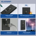 thumbnail image 5 of ELEGRP 20 Amp Tamper Resistant Self-Test GFCI Outlet Receptacle & 24W In-Wall USB Charger combo, Type A & Type C, Midsize Screwless Wall Plate included, UL & CUL Listed, Black, 1 pack, 5 of 11