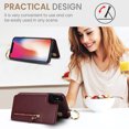 thumbnail image 4 of Allytech Wallet Case for iPhone XR, Card Holder & Zipper Pocket, Finger Grip Ring, Screen & Camera Protection, Luxury PU Leather Kickstand Double Buttons Flip Shockproof Case - Jujubered, 4 of 7