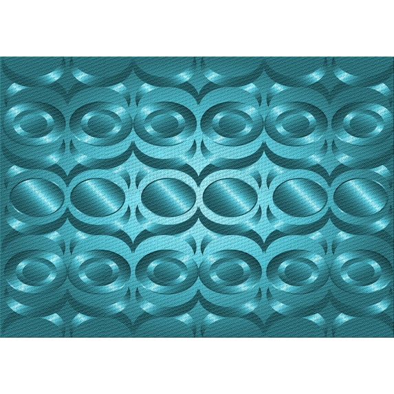 Ahgly Company Indoor Rectangle Patterned Teal Green Area Rugs, 8' x 10'