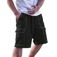 thumbnail image 3 of lcziwo Mens Shorts Holiday Casual Drawstring Trunks Hiking Fishing Wide Leg Elastic Waist Dress Shorts with Pockets Black L, 3 of 10