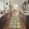 thumbnail image 2 of 2x6 Area Rugs for Hallway Machine Washable Low Pile Runner with Non Slip Backing, Indoor Lightweight Print Rug for Laundry Room, Bedroom, Bathroom, Argyle Pattern, Sage Green, 2 of 5