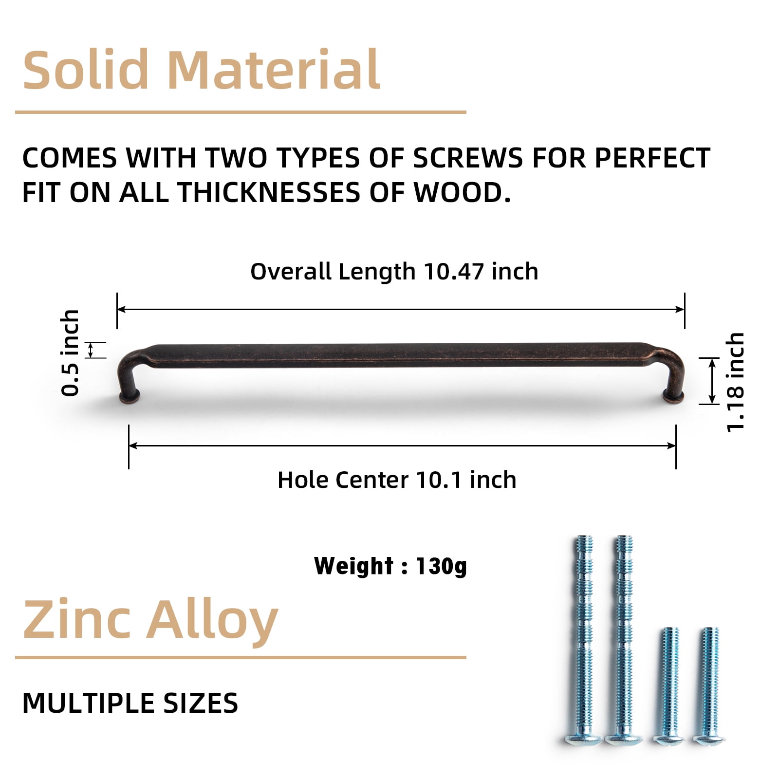 Goo-Ki 12.6" Hole Center Antique Oil Rubbed Bronze Cabinet Pulls, Closet Classic Zinc Alloy Kitchen Drawer Pulls Drawer Handles for Bedroom, 6 Pack