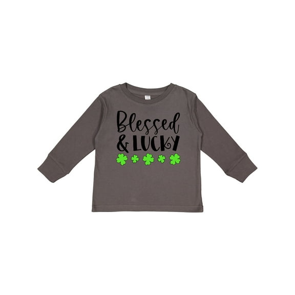Inktastic Blessed and Lucky 4 Leaf Clovers St. Patrick's Day Boys or Girls Long Sleeve Toddler T-Shirt