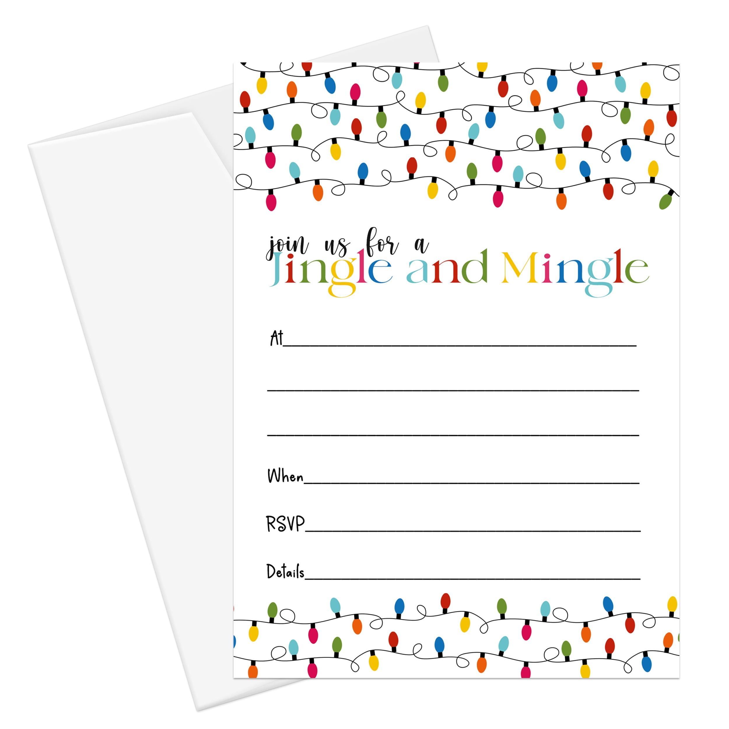 Festive Christmas Invitations with Envelopes (25 Pack) Blank Holiday