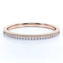 JeenMata .30 ct Diamond Wedding Band - Stackable Ring - Pave Diamond - Dainty Diamond Ring - 10K Rose Gold