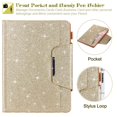 thumbnail image 3 of Case for New iPad 9.7" 2018 2017/ iPad Pro 9.7"/ iPad Air 2 1,Allytech Glitter [Auto Wake/Sleep] Sparkly Bling PU Leather Folio Flip Stand Universal Wallet Cover for Apple iPad 9.7-inch Tablet,Gold, 3 of 8