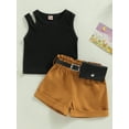 thumbnail image 2 of Bagilaanoe 2pcs Toddler Baby Boy Girl Short Pants Set Sleeveless Ribbed Tank Tops + Shorts with Waist Bag 6M 12M 18M 24M 3T 4T Kids Casual Summer Outfits, 2 of 7