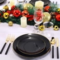 thumbnail image 2 of 20 Piece Set of Organic Collection Black/Gold Rim Plastic Dinner Plates 10" for Dinner Parties, Wedding, Thanksgiving, 2 of 3