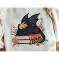 thumbnail image 3 of Cute Dragon Reading Embroidered Sweatshirt | Fantasy Book Lover Cozy Cottagecore Pullover, 3 of 5