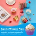 thumbnail image 4 of Uxcell Cupcake Wrappers Paper, 50 Pack Baking Cups Standard Rose Decoration for Anniversary Birthday Dark Purple, 4 of 6