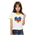 thumbnail image 6 of Boys Girls Heart Graphic T-shirts Cotton Kids Plain Round Neck Basic Top - Children School Active Tees Shirts Age 3-13 Years Yellow 11-12 Years, 6 of 6