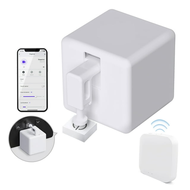 Pousse-bouton Intelligent Fingerbot Sans Câblage Requis, Compatible avec Alexa Google Home Tuya BT Hub Télécommande Sans Fil Interrupteur Lumineux Intelligent Robot Minuterie Commande Vocale Contrôleur Automatique avec Passerelle