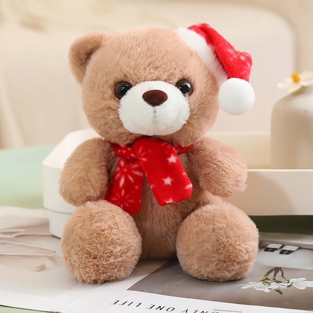 Decoración navideña, adornos navideños, regalos navideños, regalo navideño, bufanda, oso de peluche, gorro navideño, oso de peluche, muñeco de tela, oso de peluche.