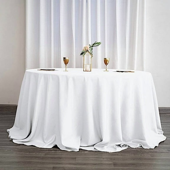BalsaCircle 132" Round Polyester Tablecloths Wedding White