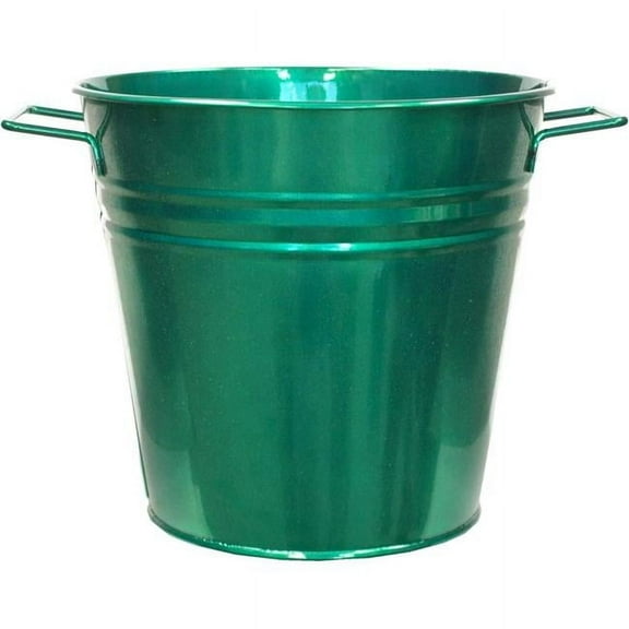 Houston International Trading 6051E GG S-2 9 x 9 in. Enameled Galvanized Steel Planter, Glazed Green - Set of 2