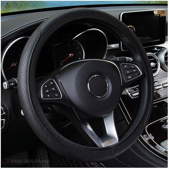 COLOZA Black, 38 cm, Breathable, Anti Slip, Microfiber Leather Steering Wheel Cover