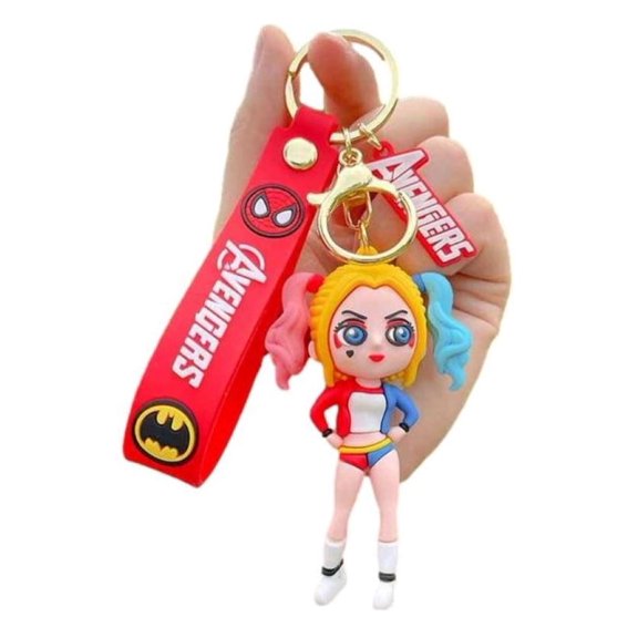 Harley Quinn Suicide Squad Superhero Character Silicone Charm Keychain Keyring