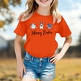 thumbnail image 4 of Happy Easter Shirts for Girls Cute Bunny Graphic Tees Short Sleeve Crew Neck Relaxed Fit Casual Funny Easter Outfit Clothes Orange, 5-6 Years, 4 of 4