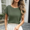 thumbnail image 2 of Gtoiithly Womens Summer Short Sleeve Tops Crew Neck Pullover Sweaters Cap Sleeve Loose Dressy Casual Blouse Basic Clothes Green M, 2 of 8