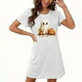 thumbnail image 4 of Aobny Women Sleepwear Ghost Cute White Nightgowns Short Short Sleeve Crew Neck Sexy Night Gowns for Woman,XXL, 4 of 5