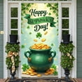 thumbnail image 3 of Green Hat St. Patrick's Day Banner Shamrock Pattern Clover Backdrop Orange Green Bow Tie Theme Background for St. Patrick's Day Party Irish Festival Celebration Photo Shoot, 3 of 9
