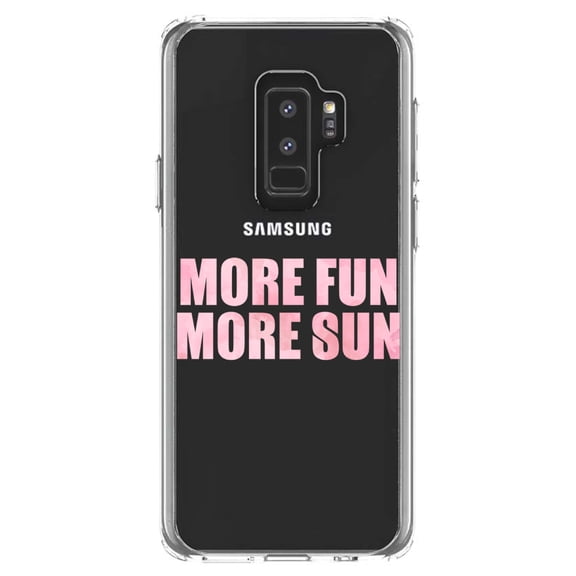 DistinctInk Clear Shockproof Hybrid Case for Samsung Galaxy S9  PLUS (6.2" Screen) - TPU Bumper Acrylic Back Tempered Glass Screen Protector - More Fun More Sun