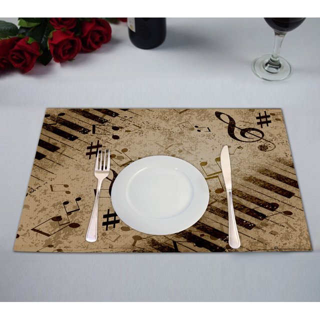 ABPHQTO Mantel individual Paper Note Sings 30x45 cm Juego de 2 manteles individuales de mesa