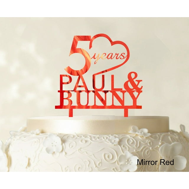 Happy Birthday Cake Topper Csutom Name Mirror Red Cake Topper Cake Decoration Color Option Available 6-7 Inches Wide