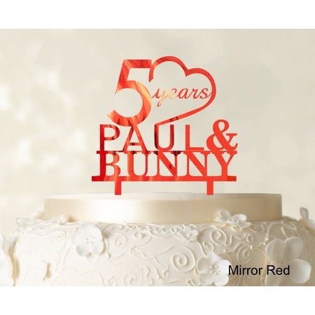 Happy Birthday Cake Topper Csutom Name Mirror Red Cake Topper Cake Decoration Color Option Available 6 -7 Inches Wide