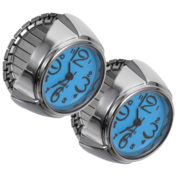 LOLIPPYY Stylish Blue Mini Ring Watch for Time Display with Big Numbers Unique Design and Metal Material