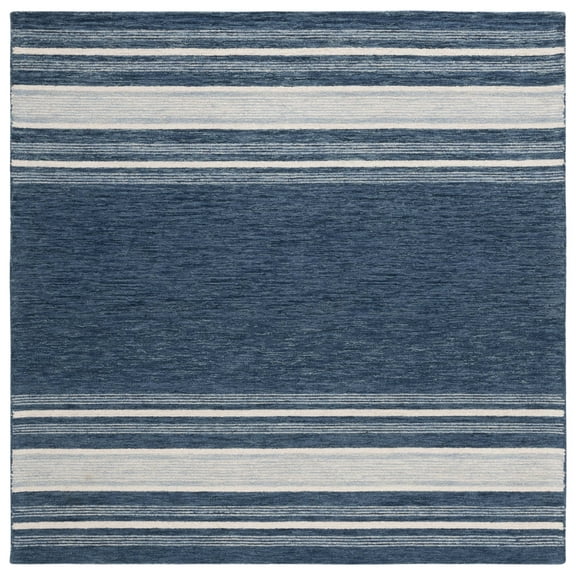 SAFAVIEH Metro Angela Striped Area Rug, Blue/Ivory, 6' x 6' Square