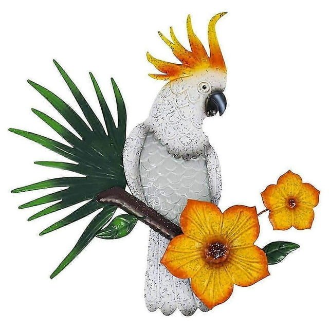 Metal Parrot Wall Art Decor - Outdoor Bird Fence Decorations for Unique Garden & Patio Accents