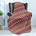 thumbnail image 4 of Aztec Soft Flannel Fleece Throw Blanket, Colorful Native Pattern of Rhombus Inspired Ornamented Dots, Cozy Plush for Indoor and Outdoor Use, 50" x 60", Plum Coral, by Ambesonne, 4 of 5