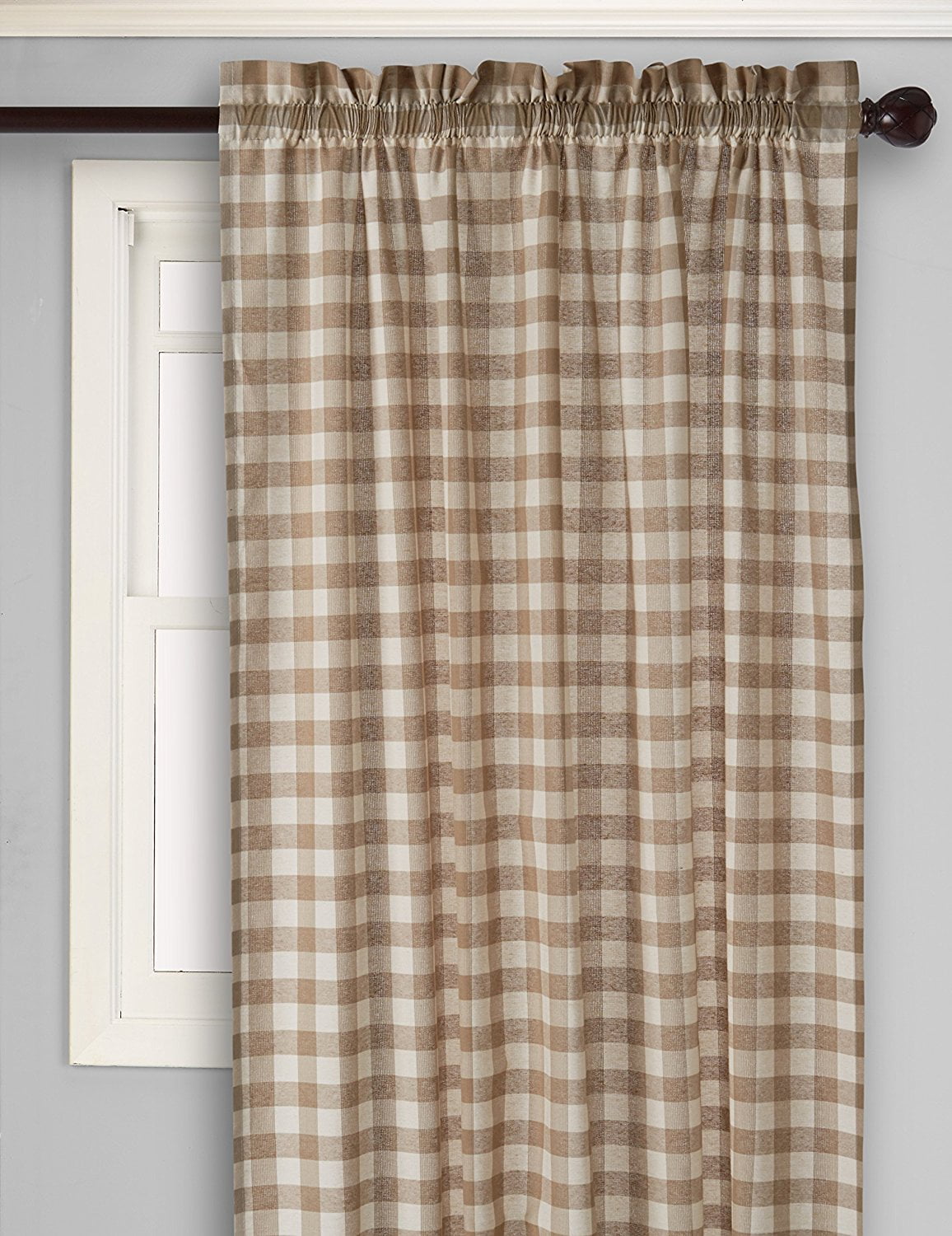 Buffalo Check Curtain Panel, 42-Inch by 84-Inch, Taupe ...