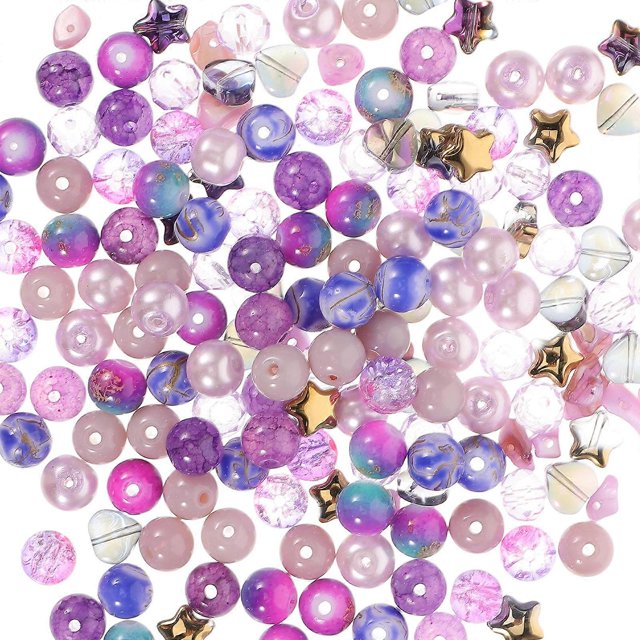 Handmade Glass Beads For DIY Crafting Jewelry Components Violet Round Loose Beads 1 Box