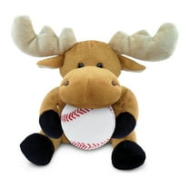 DolliBu Moose Stuffed Animal with Baseball Plush - Soft Huggable Moose, Adorable Playtime Plush Toy, Cute Wildlife Gift, Super Soft Plush Doll Animal Toy for Kids and Adults - 6 Inches